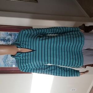 Orvis s striped half zip vneck pull over